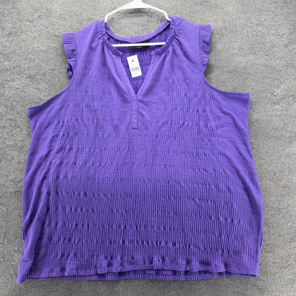 Lane Bryant Shirt Womens 18/20 Purple Textured Sleeveless V Neck Summer Top